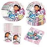 Doll House Pappteller Kindergeburtstag Party Deko Mädchen- Gaby Geburtstag Geschirr Set Geburtstagsdeko Partygeschirr Tischdecke Pappteller Tischdecke Teller Servietten Tassen Party Tableware Supplies