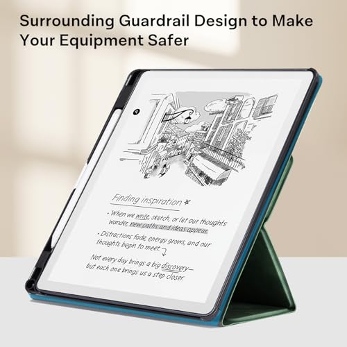 Image of CoBak Case for 11 inch Kindle Scribe 3rd Generation 2025, Kindle Scribe Colorsoft with Two Viewing Angles - All New PU Leather Cover with Auto Sleep Wake, Pen Holder. Emerald