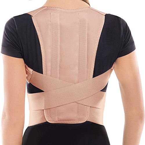 Corrector postura espalda con láminas y arnés para zona lumbar alivio del dolor hombros y cuello con soporte lumbar para espalda recta y Soporte para Espalda- corrección de postura Beige X-Small