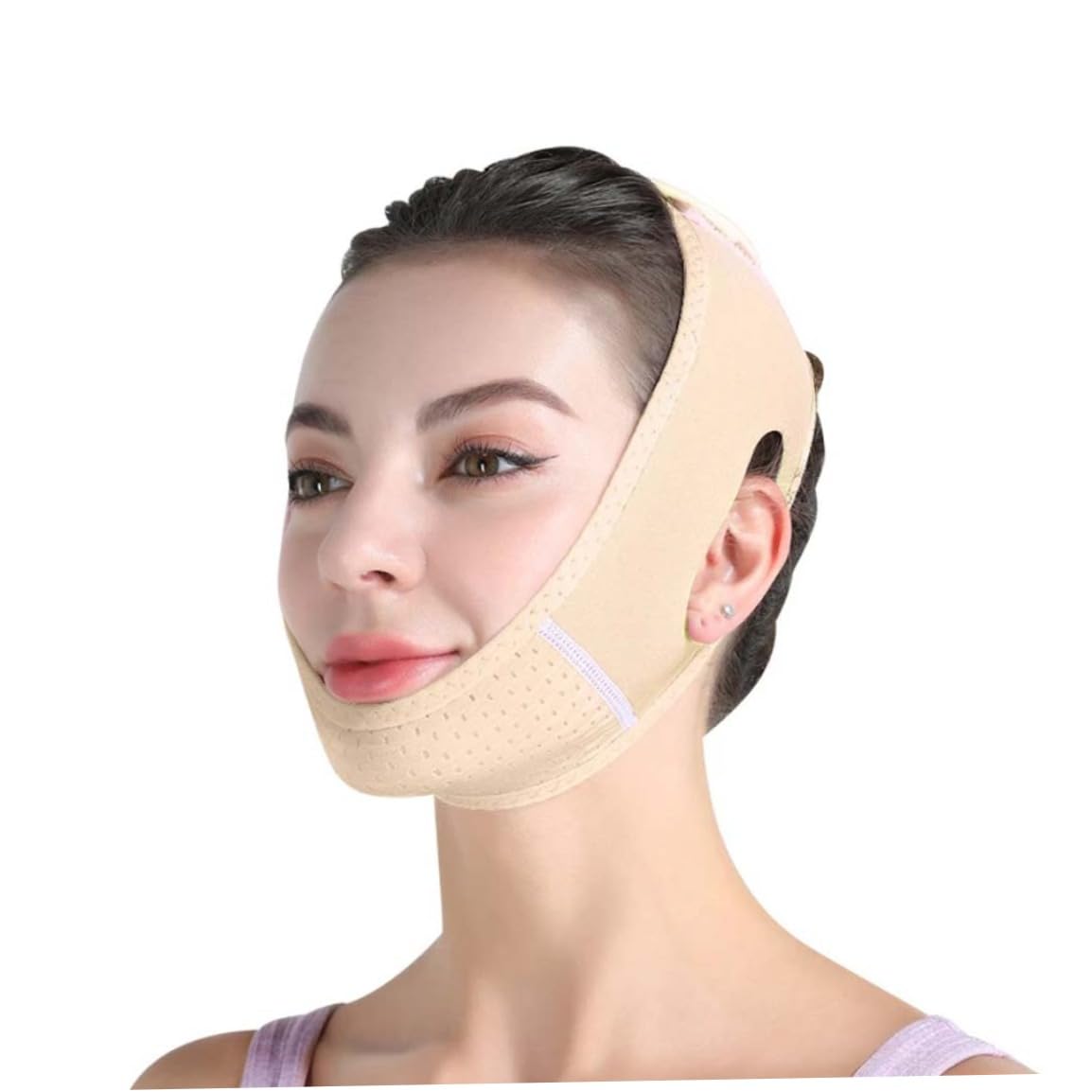 Doppio riduzione del mento v linea facciale maschera nastro di sollevamento del viso cinghia di mento morbido per le donne ripristina la pelle elasticità del colore della pelle, shaper del viso