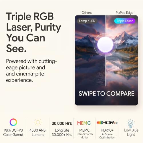 Image of Edge Japan Triple Laser UST Projector with Google TV, 4500 ANSI