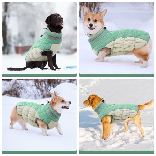 Kuoser Winter Hundejacke für mittelgroße Hunde – Wasserdichter & Winddichter Hundemantel mit Fleecefutter, Reißverschluss, D-Ring & Reflektoren – Warme Outdoor Hundebekleidung für Herbst & Winter, L