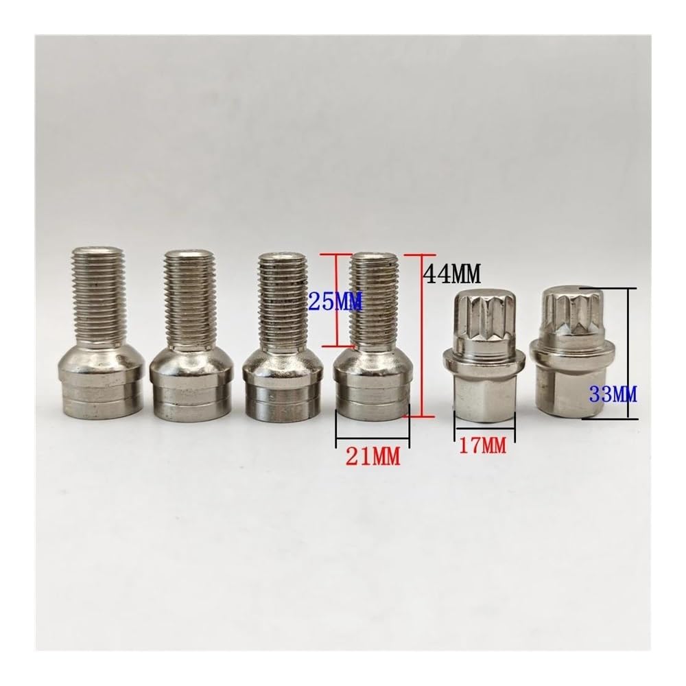Set Di Dadi Antifurto Per Ruote Auto M14x1.5 Con Chiave Per VW Per Golf Per Jetta Per Beetle Per Passat 4+2 Bulloni ruota(Sliver 4Bolts -2KEY)