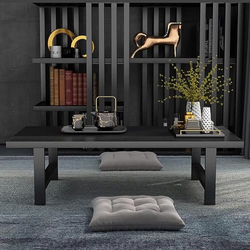 Image of Premium 70-cm Long Japanese Style Low Height Floor Meditation /Coffee /Tea Table for Living Room, Bedroom, Balcony, Small Floor Study /Laptop Table. (Black)