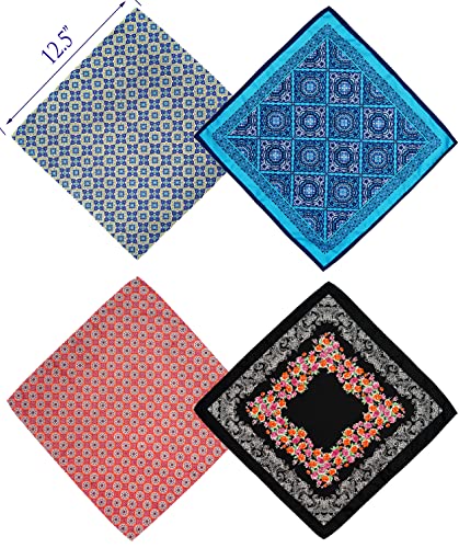 Zenxus Printed Pocket Squares 8-Pack, Plus 3 Folds Holder, Penetrating Printed Men's Handkerchiefs, Sewn By Hand #TOP2