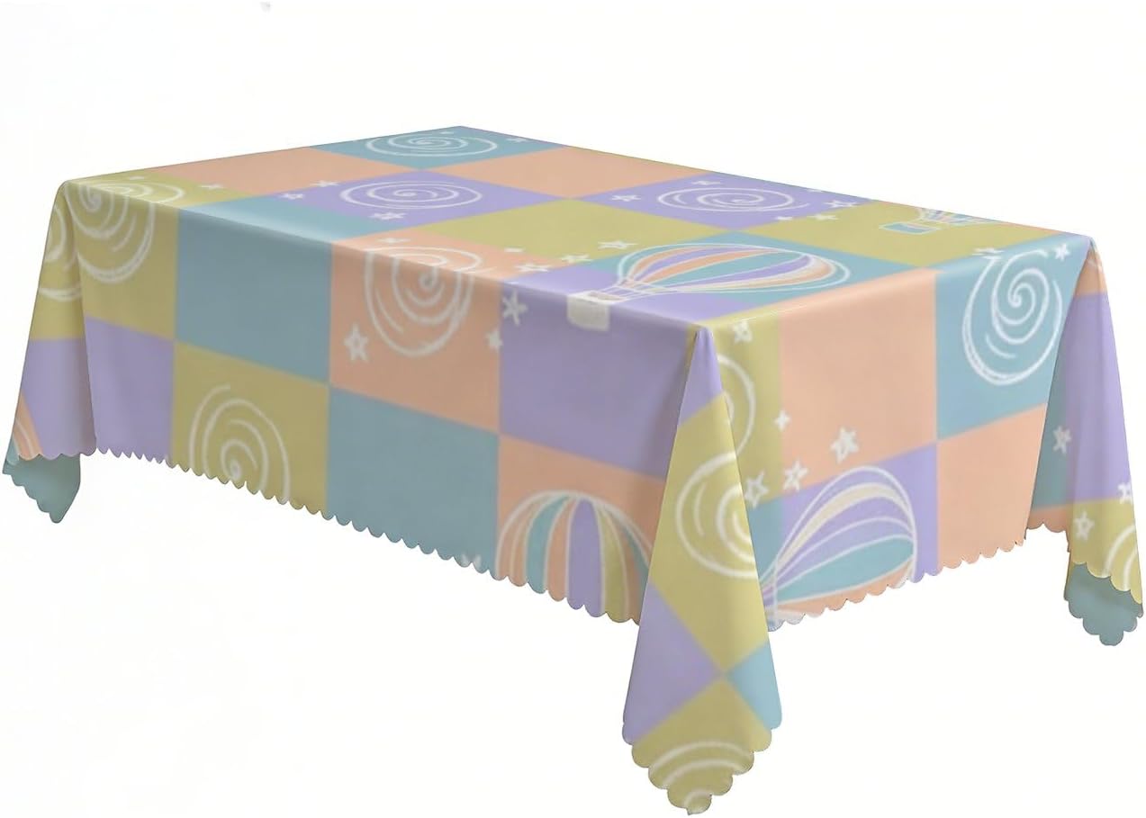 Colorful Tile Table Cover 60x120 Inch, Fitted Italian Decorative Table Cloth, Girl Birthday Decorations Coastal Tablecloth for Galentines Party Picnic Tea Party Cover