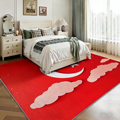 Alfombra infantil de nubes y estrellas perfecta para dormitorios lavable 5