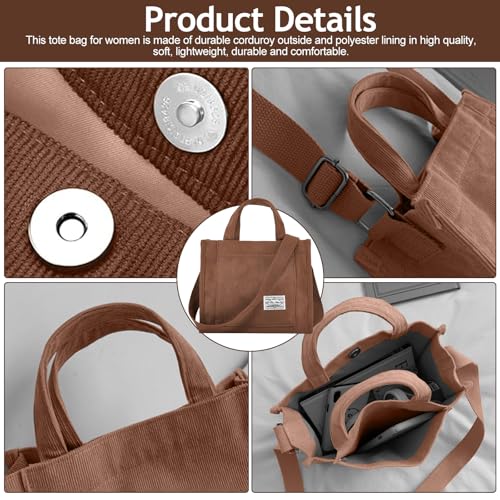 Bolso Tote de Pana para Mujer Bolso Cruzado Mini Trabajo miniatura 3