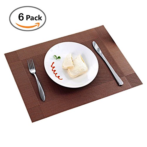 funrui Juego de 6 manteles individuales lavable PVC manteles individuales resistente al calor aislamiento Rectangular salvamanteles manteles individuales para mesa de comedor 30 x 45 cm