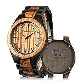 Wooden Men Watches, shifenmei Natural Handmade Wood Watch Analog Japanese Quartz Movement Wood Wrist...