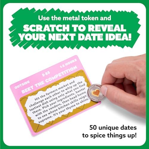 Date Night Scratch-Off Cards by Relatable, Gifts and Unique Date Night Ideas for Couples, Discover Fun Couples Activities for Day and Night, Includes Coin and 50 Scratch-Off Cards, for Ages 17+ - 1