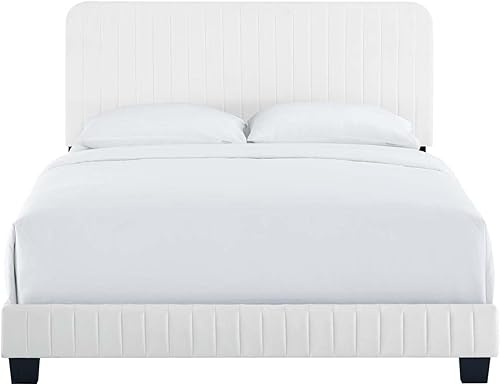 Miniatura 6 de Modway Celine Channel - Cama de terciopelo de alto rendimiento, tamaño individual, color blanco