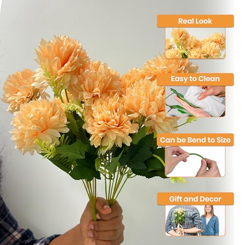 Image of Art Street Artificial Flower Bunch| Silk Peach Hydrangea Flower for Home| Bedroom, Living Room & Office Decoration |Christmas Day, New Year Set of 1 |11 Inch (Without Vase)