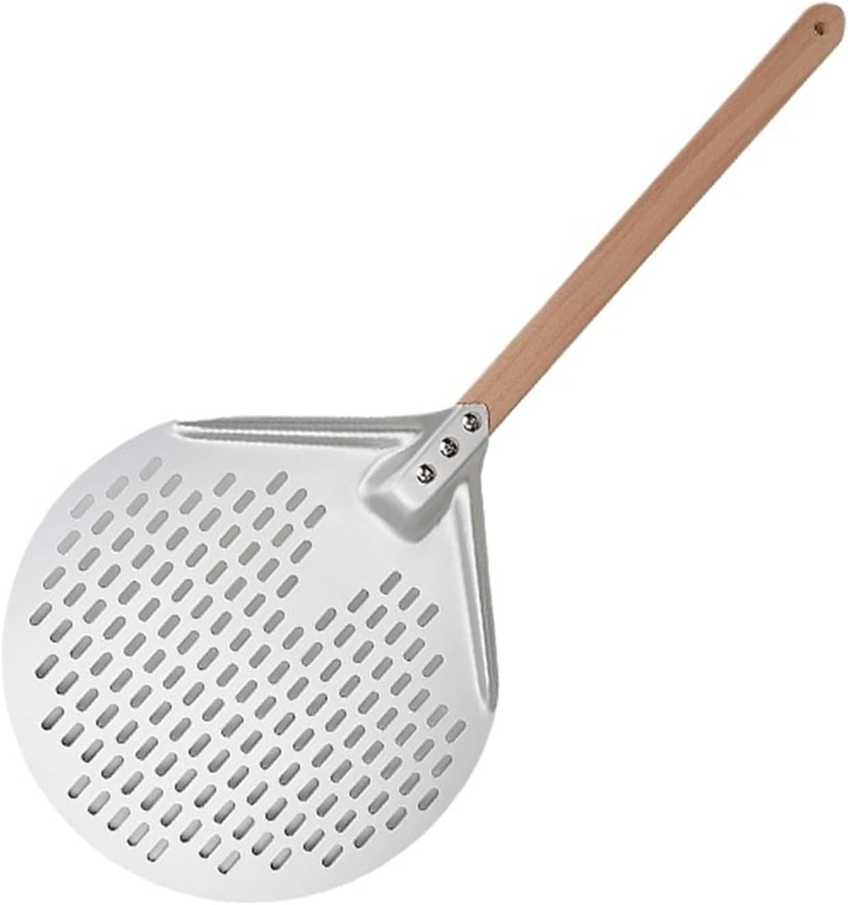 12/14 Inch Round Pizza Turning Peel Hard Anodized Aluminum Perforated Paddle With Wood Handle Oven Shovel(12inch)