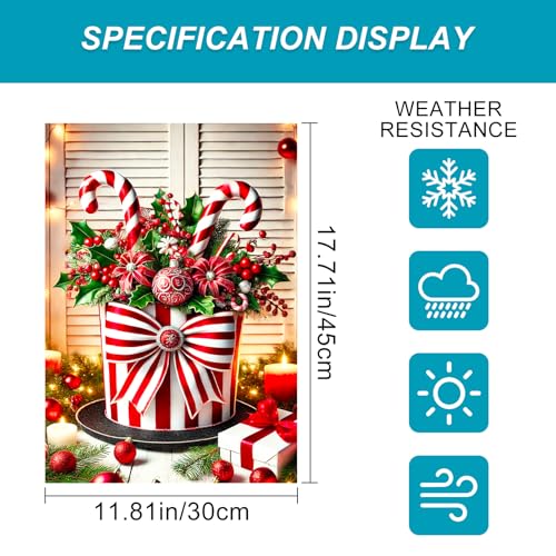 Image of BlissYard Christmas Candy Cane Garden Flag 12x18 Inch Polyester