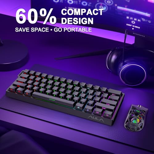 Image of Aula WIN60 HE 60% Mechanical Keyboard Wired, Hall Effect Gaming Keyboard Magnetic Switch Hot Swappable, Adjustable Actuation Rapid Trigger Mode 8000Hz Polling Rate, RGB Keyboard 60 Percent Design