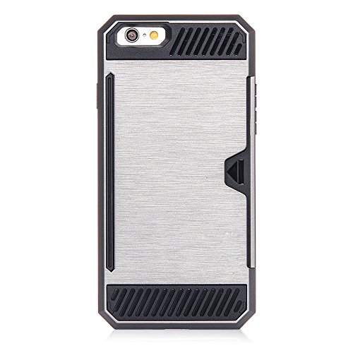 Isee Case Iphone 6S Plus, Iphone 6 Plus Case, Credit Card Id Card Slot Rugged Hybrid Dual Layer Heavy Duty Protective Phone Cover Case (Gray) #TOP2