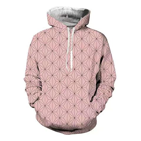 ZOSUO Kamado Nezuko Hoodie 3D Anime Demon Slayer Pattern Pullover Jumper Tops Sportswear Long Sleeve Lightweight Costume Outwear Outfits Streetwear,Pink,XL Cover