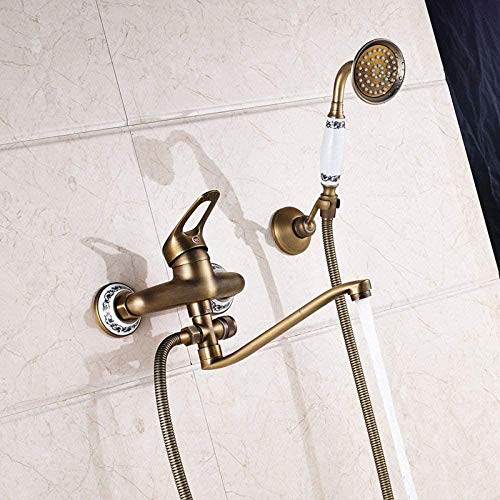 Tuyau de sortie d'eau long nez pour robinet de baignoire rétro laiton