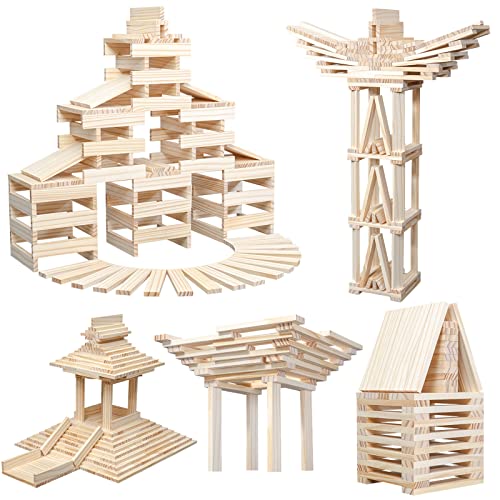 NiToy 100 Holzbausteine, Montessori Bauklötze Kiefernholz ab 3 Jahr