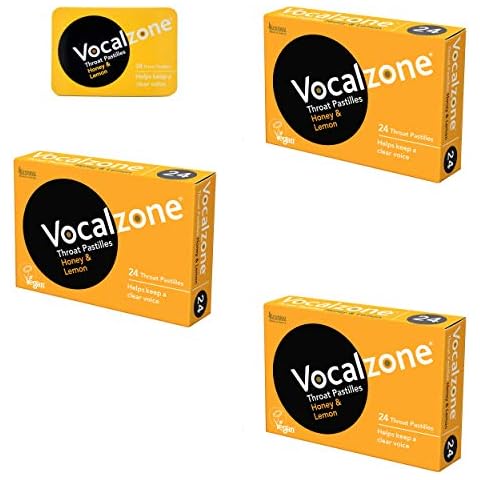 Vocalzone Throat Pastilles Honey & Lemon 3 Packs + Free tin - for Sore Throats and Hoarseness When Overusing Your Voice. Produced and Sold in The United Kingdom Since 1912 Cover