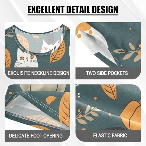 ALAZA Cat Pumpkin Halloween Pajamas Short Sleeve 2 Piece Sleepwear Top and Bottom Pajama Set Unisex4