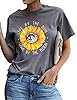 Dresswel Live by The Sun Love by The Moon T-Shirt Women Sunflower Print T Shirts Ladies Tee Tops #1