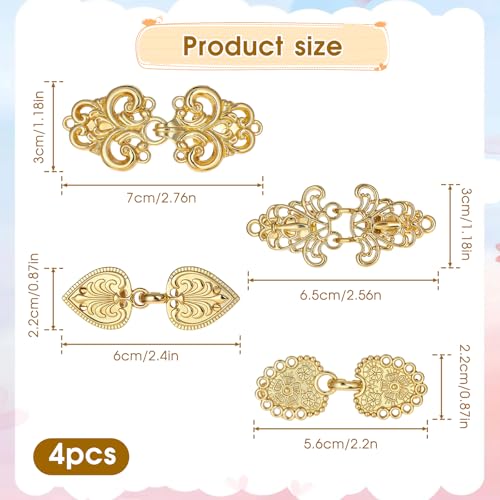 Dimeho Vintage Pullover Swirl Clip 4 Stück Pullover Clips Umhang Clips für Kleid Retro Cardigan Clip Cape PulloverCardigan SchalClips Schal Kragen Verschluss Kleid Hemd Brosche SchalClip (gold)