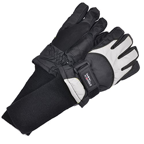 SnowStoppers Kid's Waterproof Ski & Snowboard Winter Gloves Extra Large / 12-16 Grey