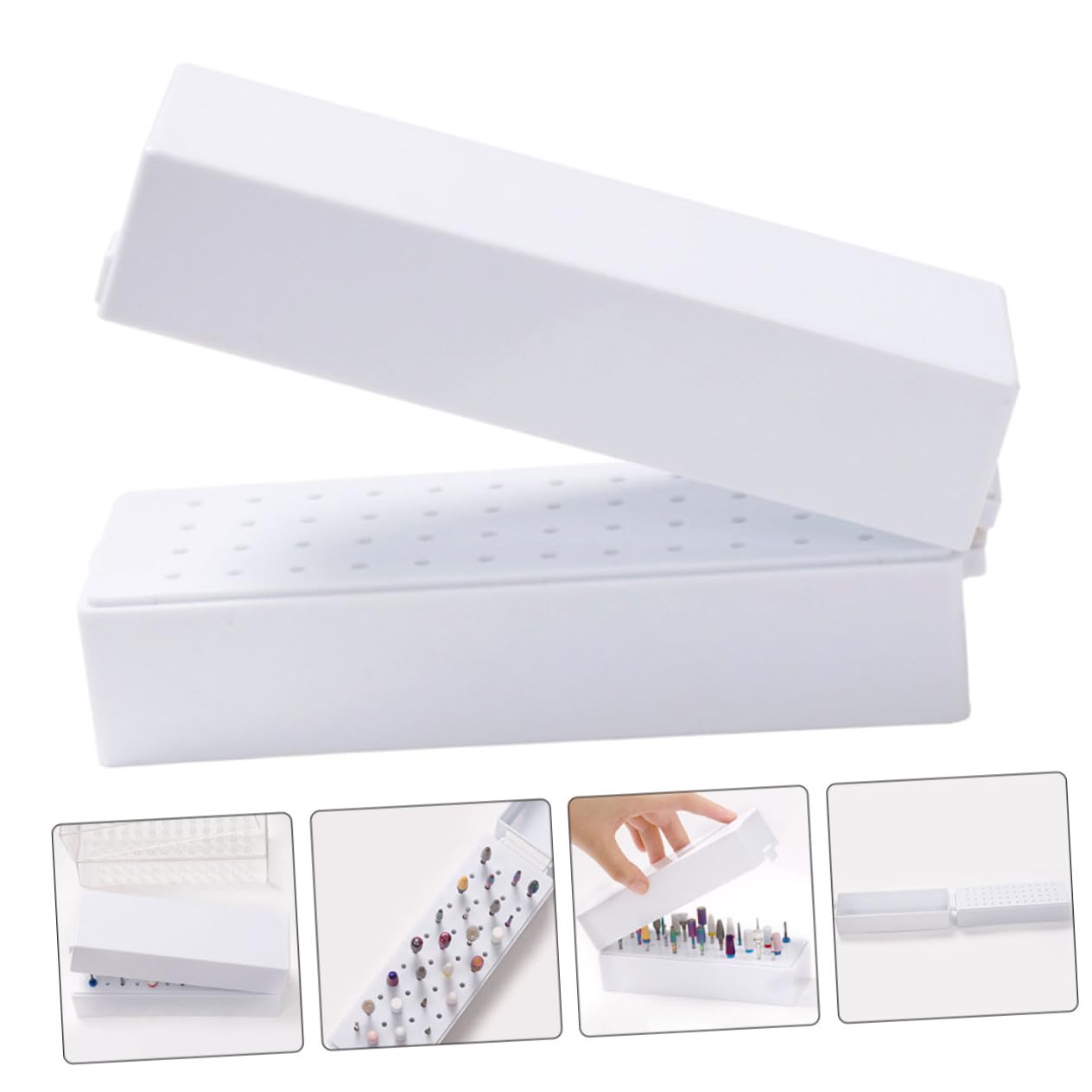 EXCEART Caja De Brocas para Uñas con 48 Agujeros Organizador Compacto para Almacenamiento De Brocas De Manicura Y Pedicura Mantiene Orden Y Limpieza En Escritorio 6.29X2.48X1.96In