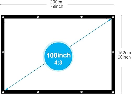 Miniatura 5 de Pantalla de proyección de 60 a 300 pulgadas, pantalla de cine lavable de 2 caras para exteriores, pantalla de cine 43 HD 4K plegable, sin arrugas,