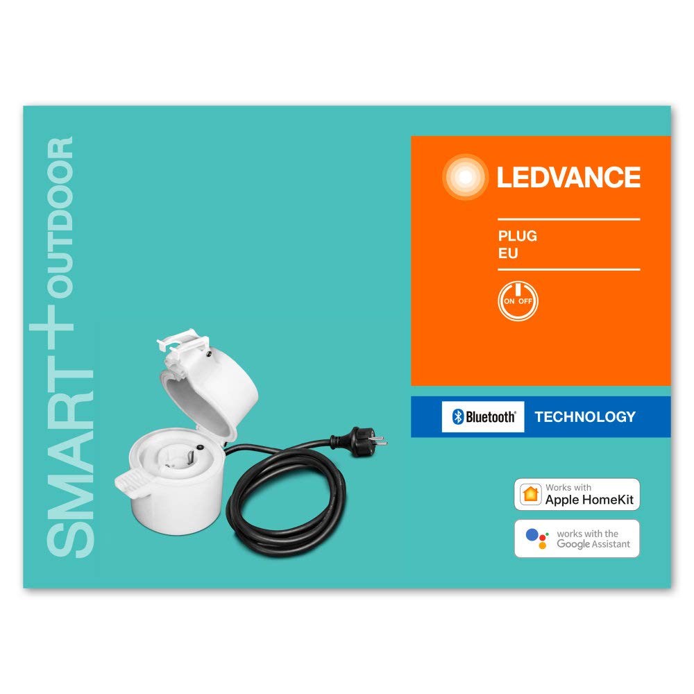 LEDVANCE Enchufe exterior inteligente con tecnología Bluetooth, Control por voz disponible a través de Apple Homekit, Asistente de Google, Amazon Alexa, IP44, paquete de 8