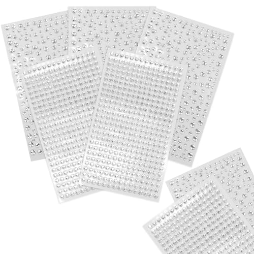 5 hojas de pegatinas de diamantes de imitación autoadhesivas, autoadhesivas, piedras preciosas redondas, diamantes brillantes para bricolaje, decoración de uñas, teléfonos móviles, ropa