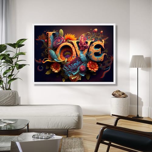 Toile florale Amour 80x110 cm pour habiller un mur vide avec une décoration murale de jardin - 3