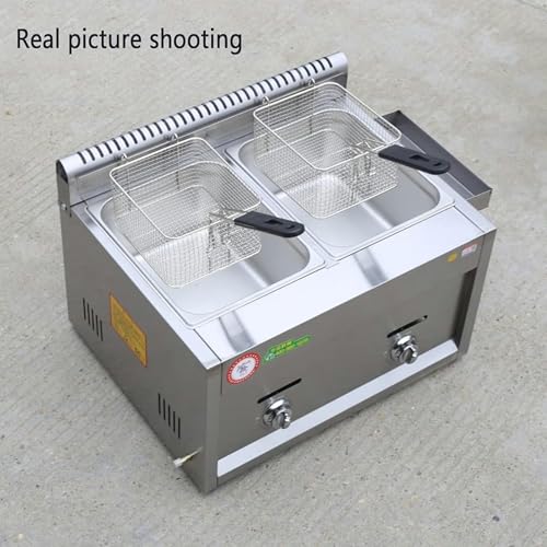 AFLEPCBRQ Gasfritteuse, gewerbliche Fritteuse, 12 l, Edelstahlfritteuse mit Deckel für Pommes, Donuts, Fisch, leicht zu reinigen, Abnehmbarer Kamin – Bild 7