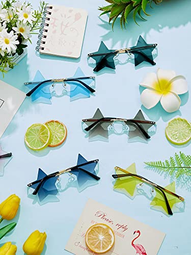 12 Pairs Star Shape Sunglasses Rimless Sun Glasses Colorful Fun Sunglasses Party Disco Accessories Women Trendy Cosplay Glasses Cute Personality Pentagram Eyewears for Women Men Costume, 12 Colors4