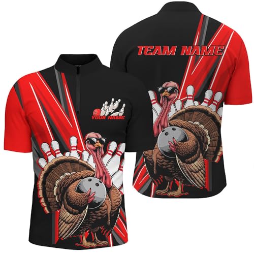 Black and Red Custom Awesome Turkey Bowling – Bowling Jersey, Men’s Bowling Shirts, Team Bowling Shirts