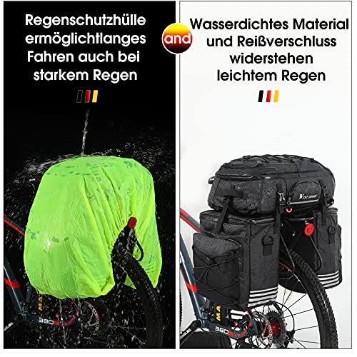 XIQI Fahrrad Gepäckträgertasche Wasserdicht, 3 In 1 Fahrradtasche Gepäcktaschen, 48L Fahrradtaschen-Set, Fahrradtaschen,Rucksack und Umhängetasche, Multifunktionale Gepäcktaschen für e Bike MTB