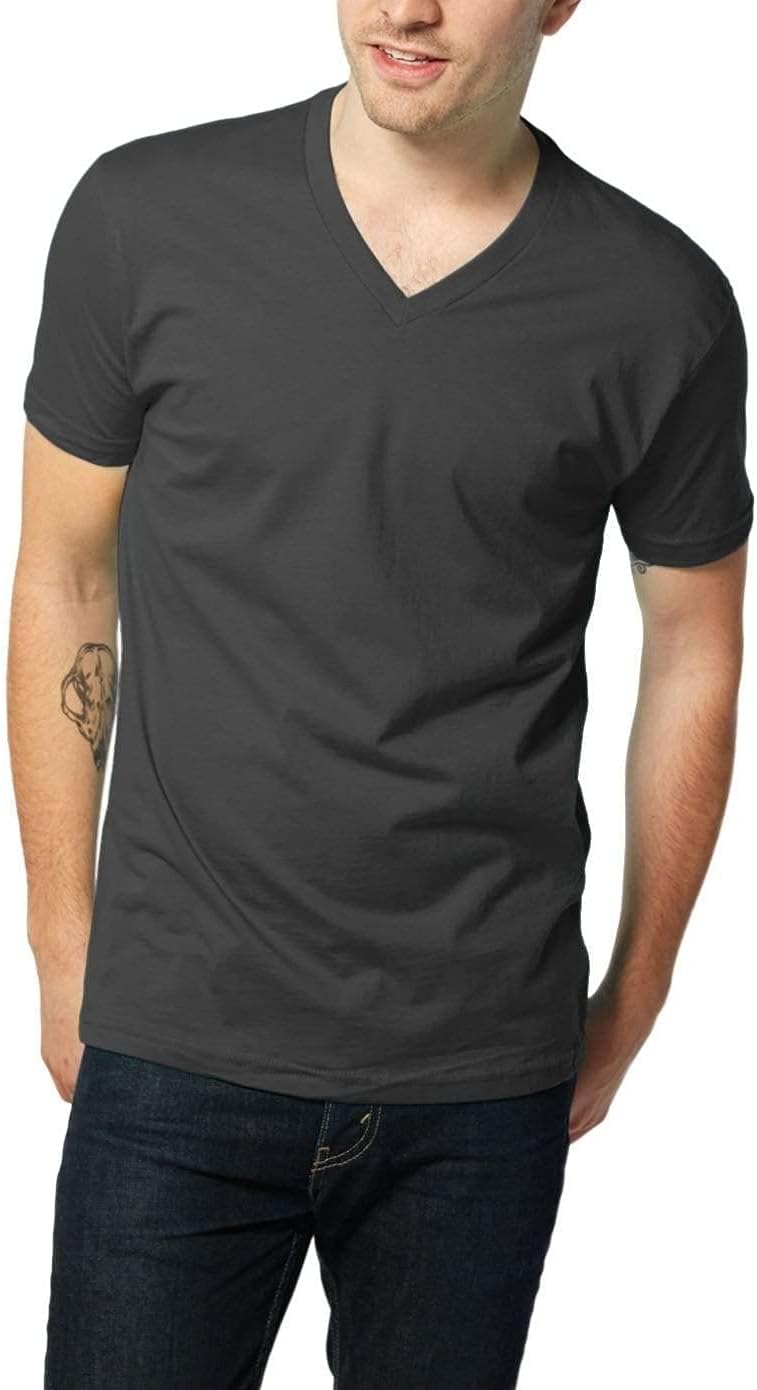 Nayked Apparel Men's Ridiculously Soft Short Sleeve V-Neck 100% Cotton Shirt Heavy Metal
