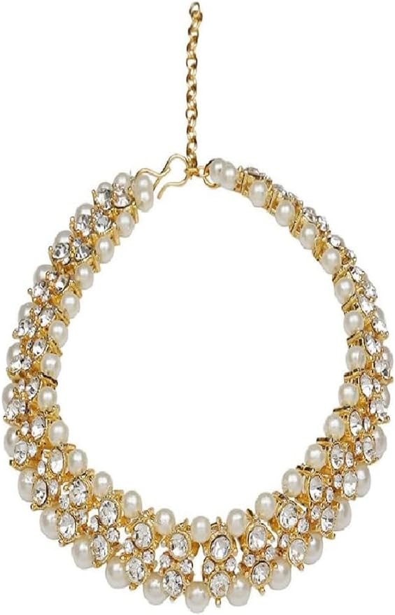 Efulgenz Indian Anklet Bollywood Crystal Faux Pearl Wedding Bridal Bracelet Payal Foot Jewelry for Women