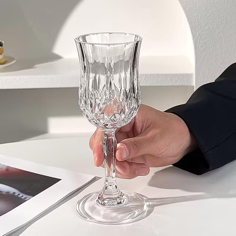 Image of PrimeWorld Crystal Clear Wine Glasses Set of 6 (200 ml) | Lead-Free Premium Red Wine Glassware | Elegant Stemmed Glasses for Home, Parties, Dining & Gifting