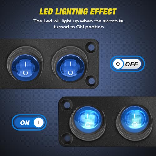 Image of Nilight 3 Gang Rocker Toggle Switch Panel Waterproof