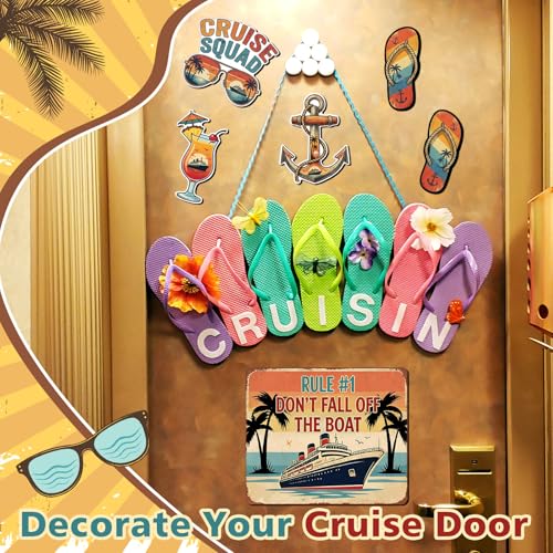 Image of Kanayu 6 Pcs Retro Tropical Cruise Door Decorations Magnetic Large Sea Navigation Ship Decorations Magnets Nautical Anchor Cruise Decor Car Fridge Magnet Decal for Carnival Stateroom Door