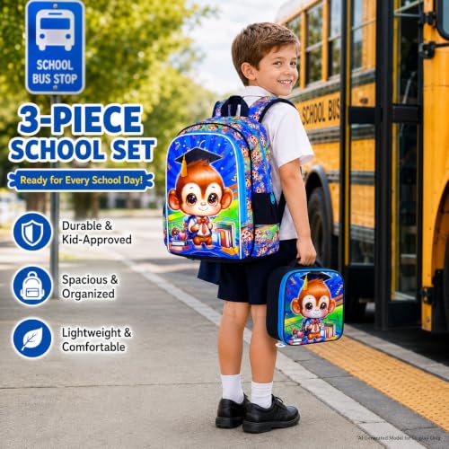 Image of AGSDON 3PCS Backpacks for Girls, 16 inch Elementary Kids Backpack Preschool School Bookbags and Lunch Box
