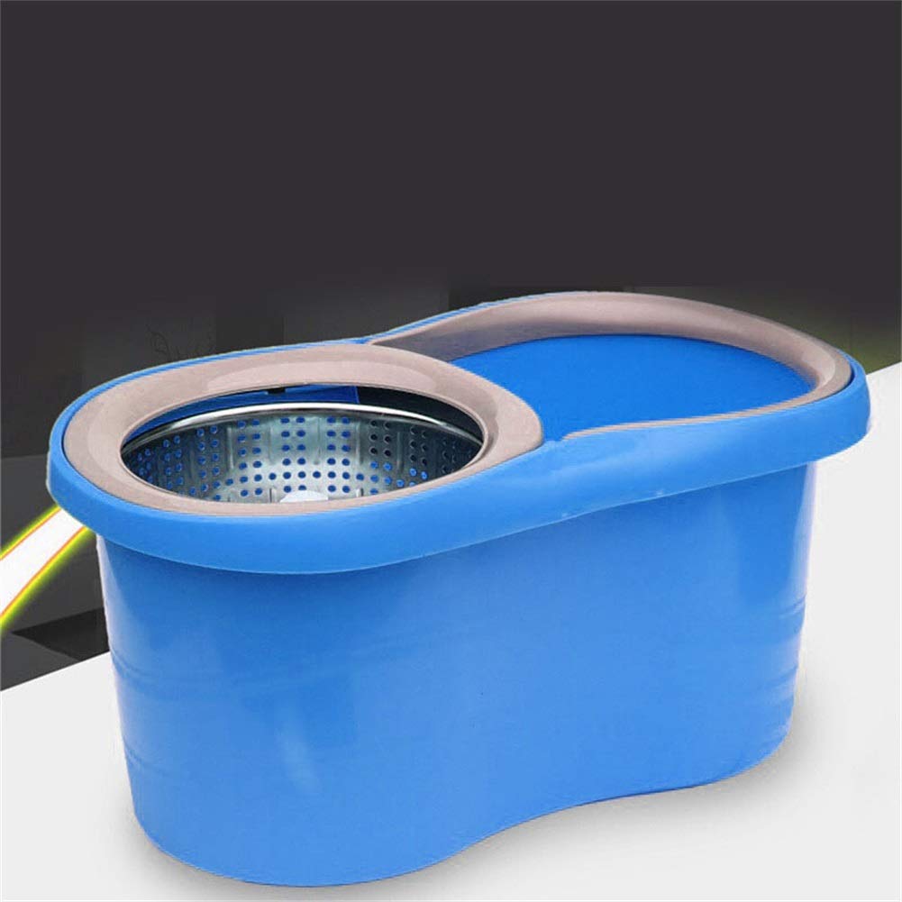 Juego de Cubo para fregona Giratorio de 360° con 2 Cabezales de Microfibra Muy absorbentes en Azul Brillante Vision