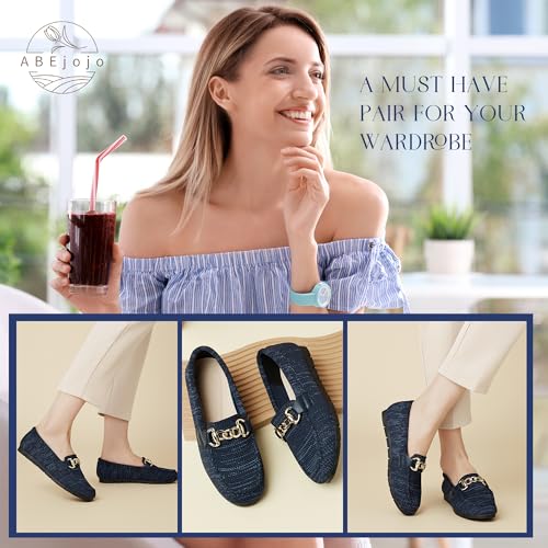 Image of ABEJOJO Women's Loafer Shoes, Comfortable Slip on Casual Flat Penny Shoes for Walking, Driving, Dressy