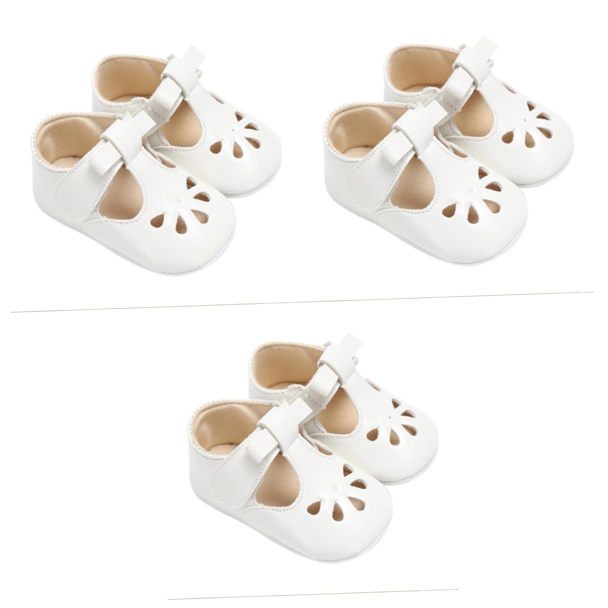 VICASKY VICASKY 3 Piezas Sandalia de niñas Pisos de niña pequeña Zapatos de Vestir Planos para niños Sandalias Blancas Sandalias Huecas Sandalias de niñas Sandalia para niños