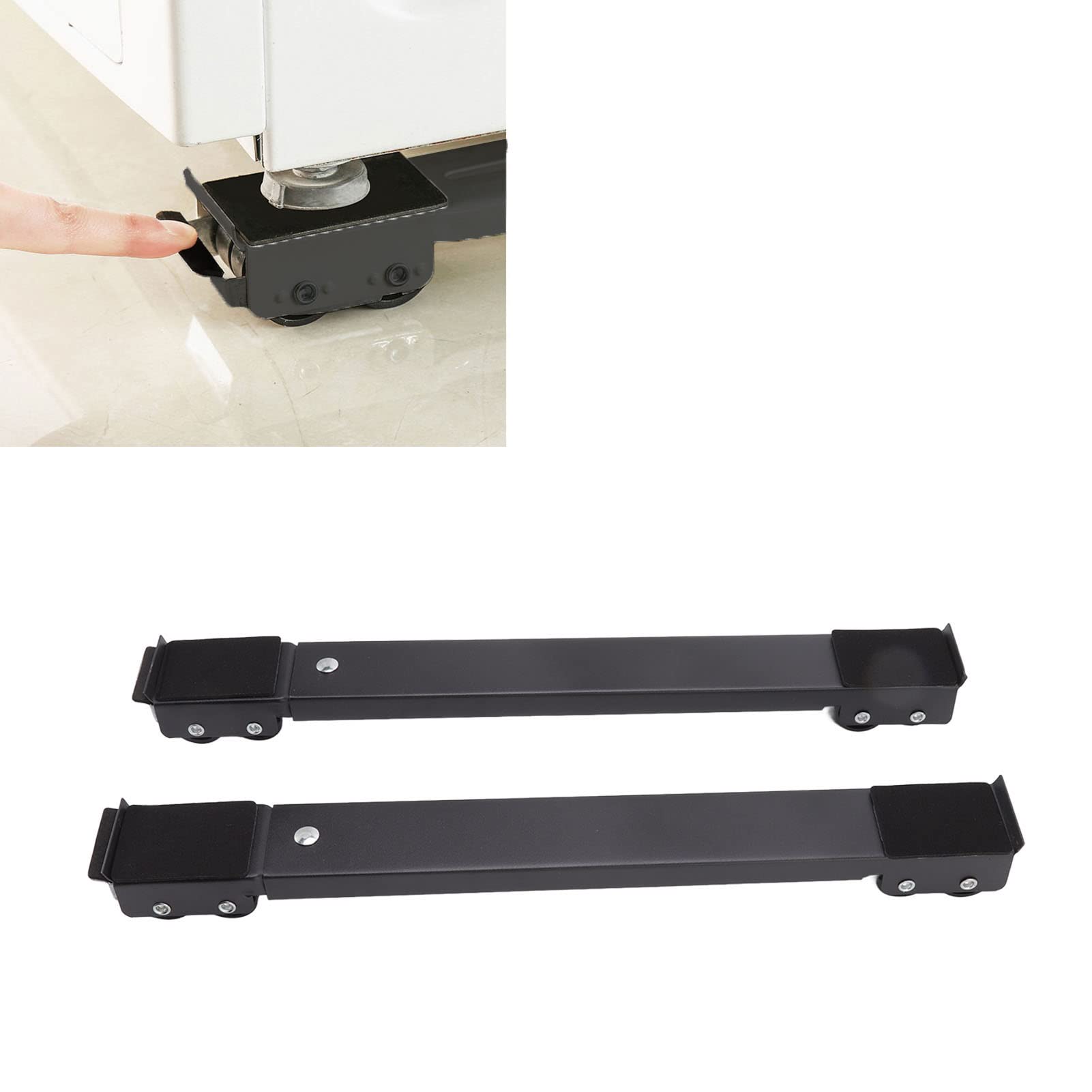 Refrigerator Raised Base, Labor Saving Mobile Roller Stand 2PCS Large Bearing Area with Non Slip Pads for Moving Furniture or Appliance(Black)