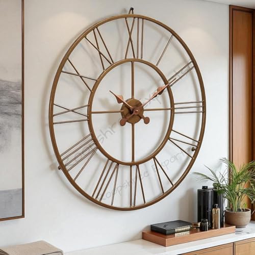 Image of Vintage Handicraft Iron Decorative Art Ware /Handcrafted Decorative Wall Art Clock /VC-9178-24