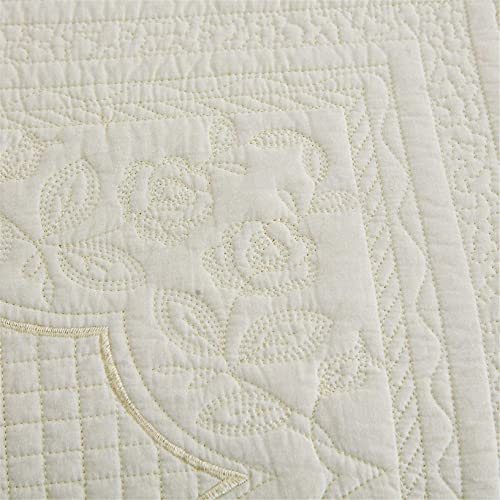 Couvre-lit matelassé en coton beige drap de lit double en jacquard toutes saisons - 5